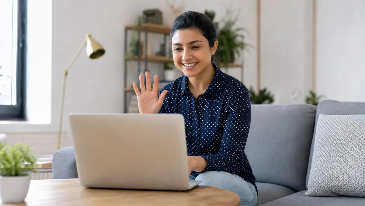 A friendly online consultation video call from home